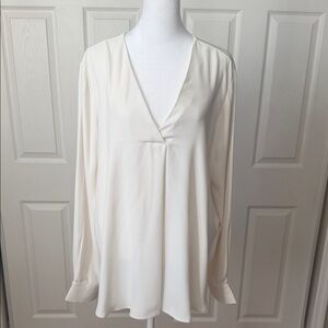 Ann Taylor Elegant Cream V-Neck Blouse